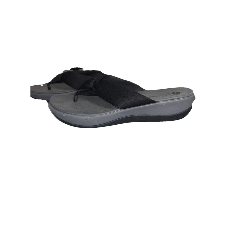 Clarks Cloudsteppers Arla Glison‎ Soft Fabric Flip Flops Sandals Black Size 11 M